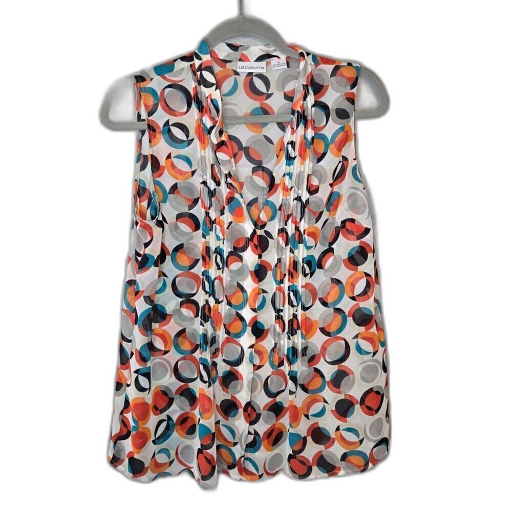 Liz Claiborne Women's Circle Pattern Sleeveless Blouse Size Medium